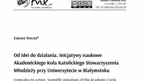 Artykuł naukowy opisujący ponad 10-letnią działalność Koła KSM przy UwB